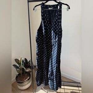 Navy Sleeveless Jumpsuit with White Pattern